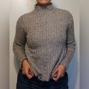 Zara Gray Ribbed Turtleneck Sweater